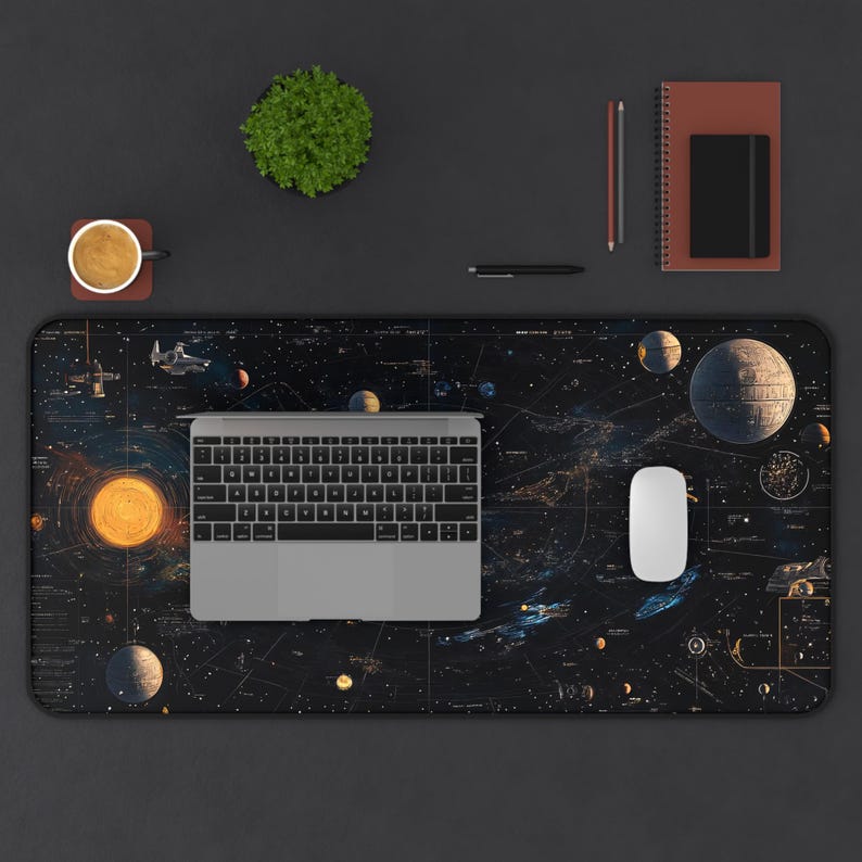de bureau sur l'espace | tapis de souris d'univers | Tapis de bureau gaming Galaxy | Tapis de souris en néoprène | Accessoire de bureau | Cadeau cosmique image 4