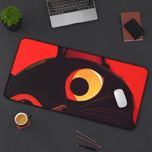 Anime Cat Desk Mat | 3 Desk sized gaming mouse pad | Mousepad | Anime Mousepad | Trendy Mousepad | Cute Catt image 1