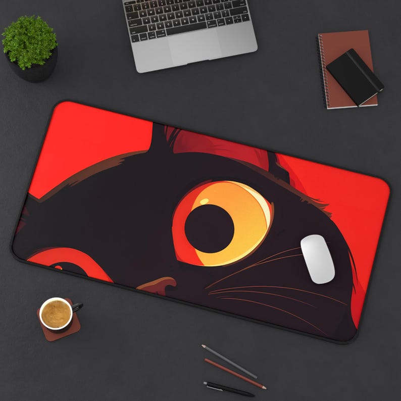 Anime Cat Desk Mat | 3 Desk sized gaming mouse pad | Mousepad | Anime Mousepad | Trendy Mousepad | Cute Catt image 1