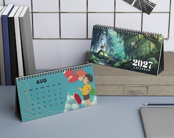Calendario da scrivania 2027 con anime giapponesi / Fan art di personaggi classici giapponesi, articoli di cancelleria giapponesi