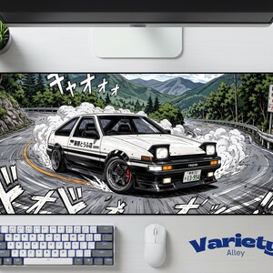 AE86 Trueno Drift Schreibtischunterlage | Touge Racing Mauspad, Initial D Manga Schreibtischunterlage, Green Mountain PC-Setup, JDM Gamer Geschenk, Bürodekoration