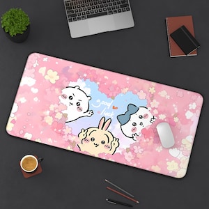 Cute | Pink | Anime | Heart | Gaming | Deskmat | Mousepad | PC Gamer | Aesthetic | Kawaii | Non-Slip | Durable | Gift