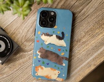 Cute Cat Phone Case | Kawaii Neko Aesthetic Cover | Glossy Anime Style | Protective Soft TPU Bumper | Wireless Charging Friendly