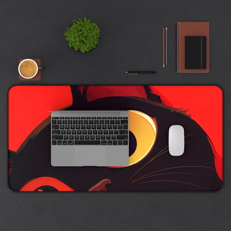 Anime Cat Desk Mat | 3 Desk sized gaming mouse pad | Mousepad | Anime Mousepad | Trendy Mousepad | Cute Catt image 3