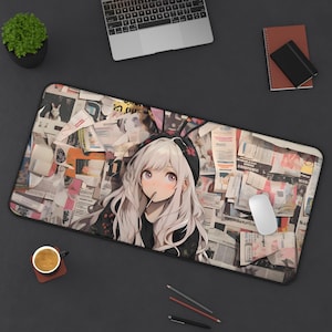 Anime Girl Desk Mat | Ahegao Mousepad | Waifu Desk Pad | PC Gaming Desk Mat | Non-Slip | Durable | Large Mouse Mat | Gamer Gift image 1