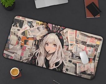 Alfombrilla de escritorio de chica de anime / Alfombrilla de ratón Ahegao / Alfombrilla de escritorio Waifu / Alfombrilla de escritorio para juegos de PC / Antideslizante / Duradera / Alfombrilla de ratón grande / Regalo para jugadores