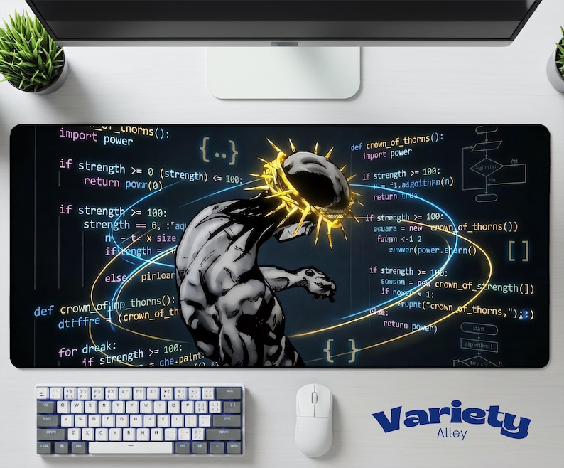 Programmer Deskmat | Java Python Code Mouse Pad | Developer Office Desk Mat | Neoprene Coding Accessory | Software Engineer Gift image 1