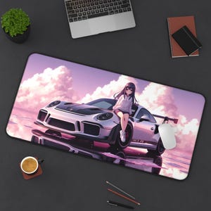 Car Girl Mousepad | Stylish Background Design | Smooth Surface | Desk Decor | Gaming Mouse Pad | Gift for Aesthetic Lovers | Unique Look