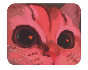 Tappetino per mouse a forma di gatto carino / Tappetino per mouse a forma di gatto / Gatto anime carino / Tappetino alla moda / 9" x 8" / Tappetino da scrivania per ufficio / Tappetino per mouse kawaii