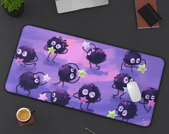Alfombrilla de escritorio con diseño de anime japonés animado, sprites de hollín, 3 tamaños, arte lindo, alfombrilla de ratón Susuwatari, decoración de escritorio japonesa, accesorios de computadora de regalo