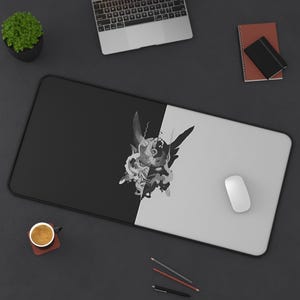 Oni Samurai Desk Mat | Japanese Demon Gaming Pad | Warrior Mousepad | Large PC Mat | Non-Slip | Durable | Gamer Gift | Samurai Art