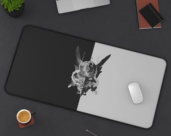 Oni Samurai Schreibtischunterlage | Japanisches Dämonen Gaming Pad | Krieger Mousepad | Große PC Passepartout | Rutschfest | Langlebig | Zocker Geschenk | Samurai-Kunst
