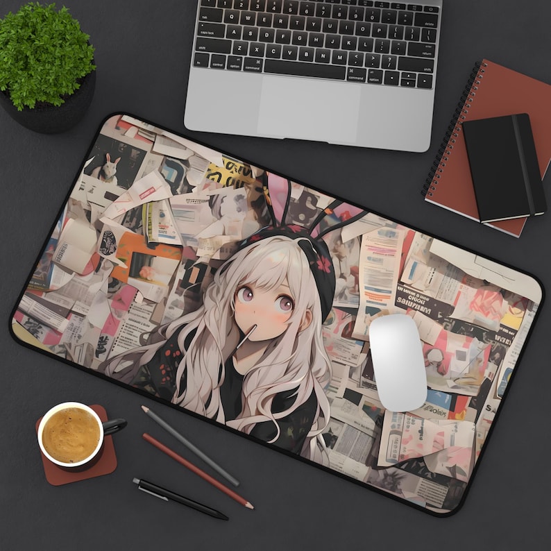 Anime Girl Desk Mat | Ahegao Mousepad | Waifu Desk Pad | PC Gaming Desk Mat | Non-Slip | Durable | Large Mouse Mat | Gamer Gift image 2