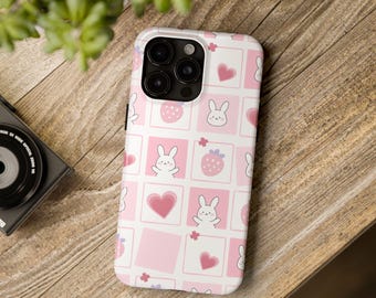 Cat Phone Case | Pink Cute Kawaii Cover | Glossy Kitty Aesthetic | Protective TPU Bumper | Wireless Charging Friendly | Anime Style
