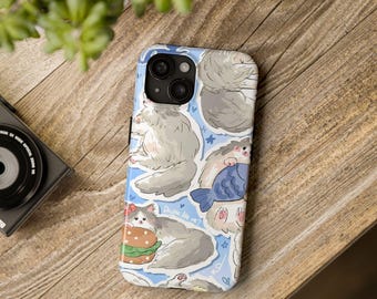 Cute Cat iPhone Case | Kawaii Kitten Phone Cover | Adorable Animal Case | Protective Glossy | Wireless Ready | Gift for Cat Lovers