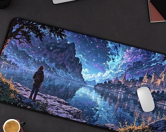 Anime-landschapsmuismat | Prachtig achtergrondontwerp | Duurzaam oppervlak | Bureaudecoratie | Gamingmuismat | Cadeau voor animefans|Unieke esthetiek