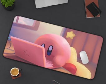 Cute Kirby-Inspired Mousepad | Adorable Character Desk Mat | Gaming Mousepad | Pastel Desk Accessories | Perfect Gift for Gamers