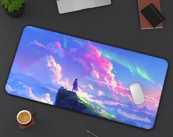 Bureaumat anime-landschap | Esthetische gamepad | Liggende muismat | Grote pc-mat | Antislip | Duurzaam | Gamercadeau | Anime-kunst