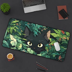 Cute Cat Neko Deskmat | Kawaii Gaming Mousepad | Aesthetic PC Mat | Non-Slip Durable Large Pad for Gamers | Custom Office Decor Gift