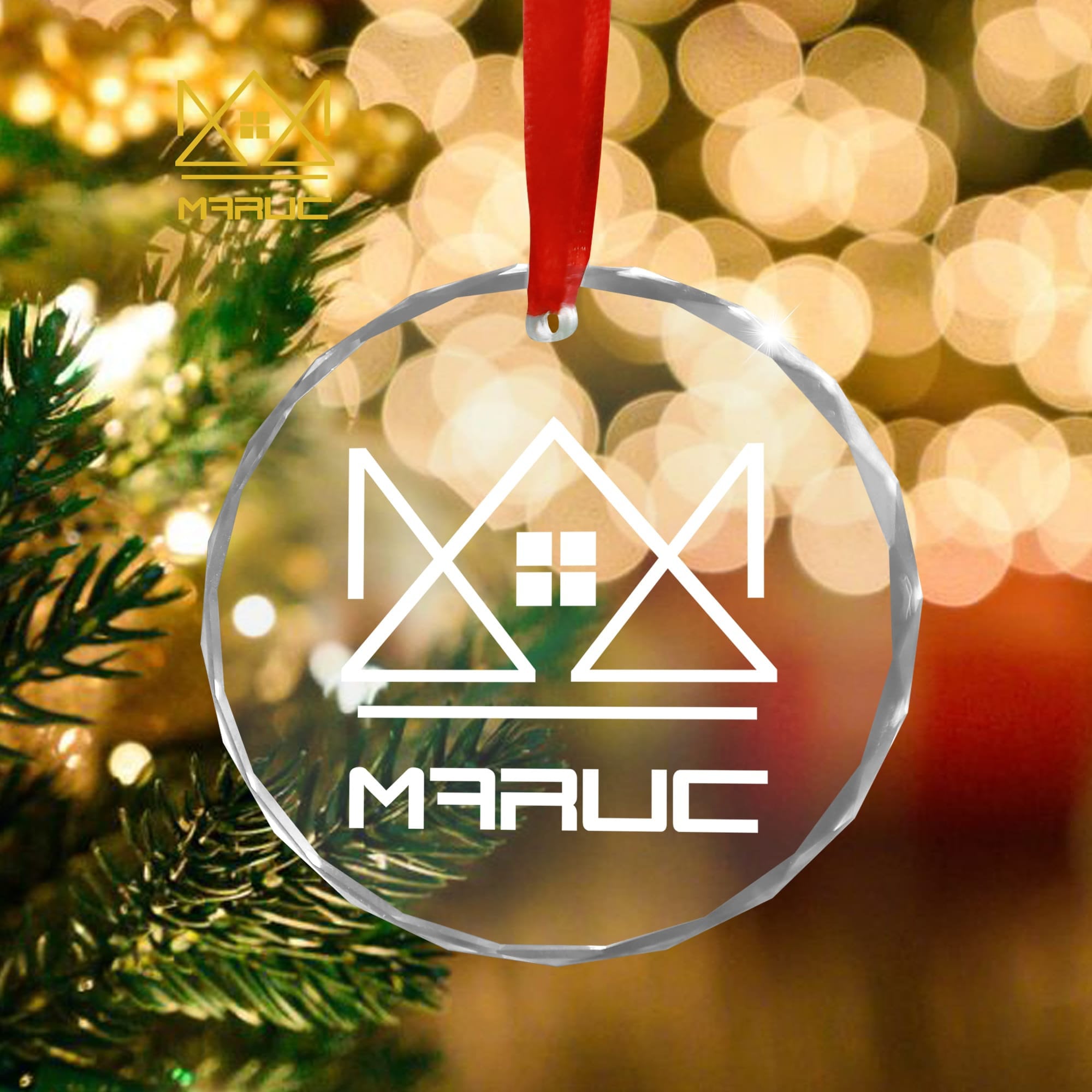Custom Logo Glass Ornament, Custom Business Logo Crystal Ornament, Custom Text/ Slogan/ Message