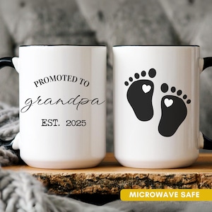 Promoted to Grandpa Mug, Personalized New Grandpa Gift, Grandparent Pregnancy Announcement, Baby Reveal Coffee Cup, Christmas Gift for Dad