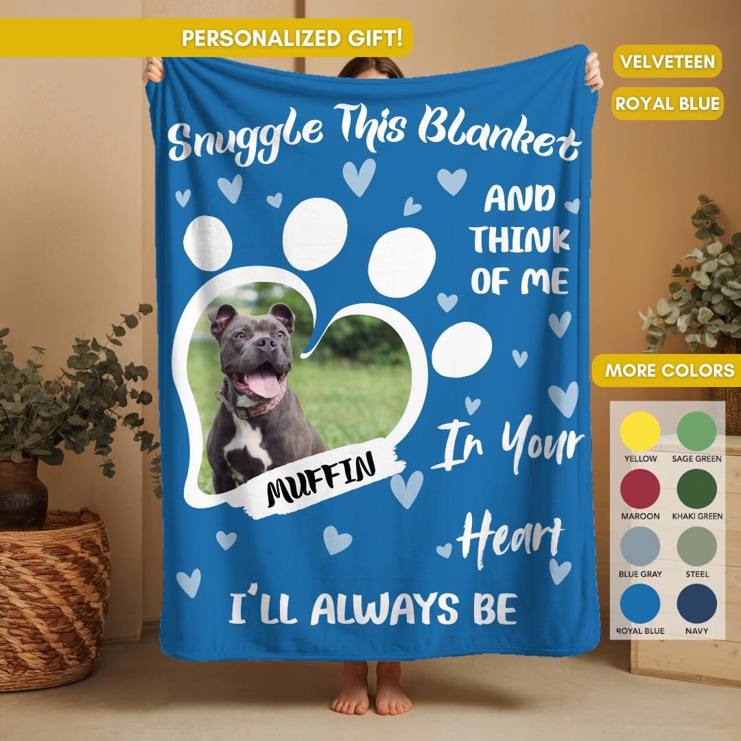 Personalized Dog Memorial Photo Blanket With Name, Custom Pet ...