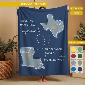 Custom Long Distance State Blanket, Personalized Gift For Best Friend Or Mom, Moving Away Gift, Miles Apart Close At Heart, College Send Off