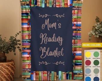Personalized Reading Blanket For Mom, Custom Book Lover Throw, Cozy Library Fleece Blanket, Gift For Bookworm, Bookish Gift For Her