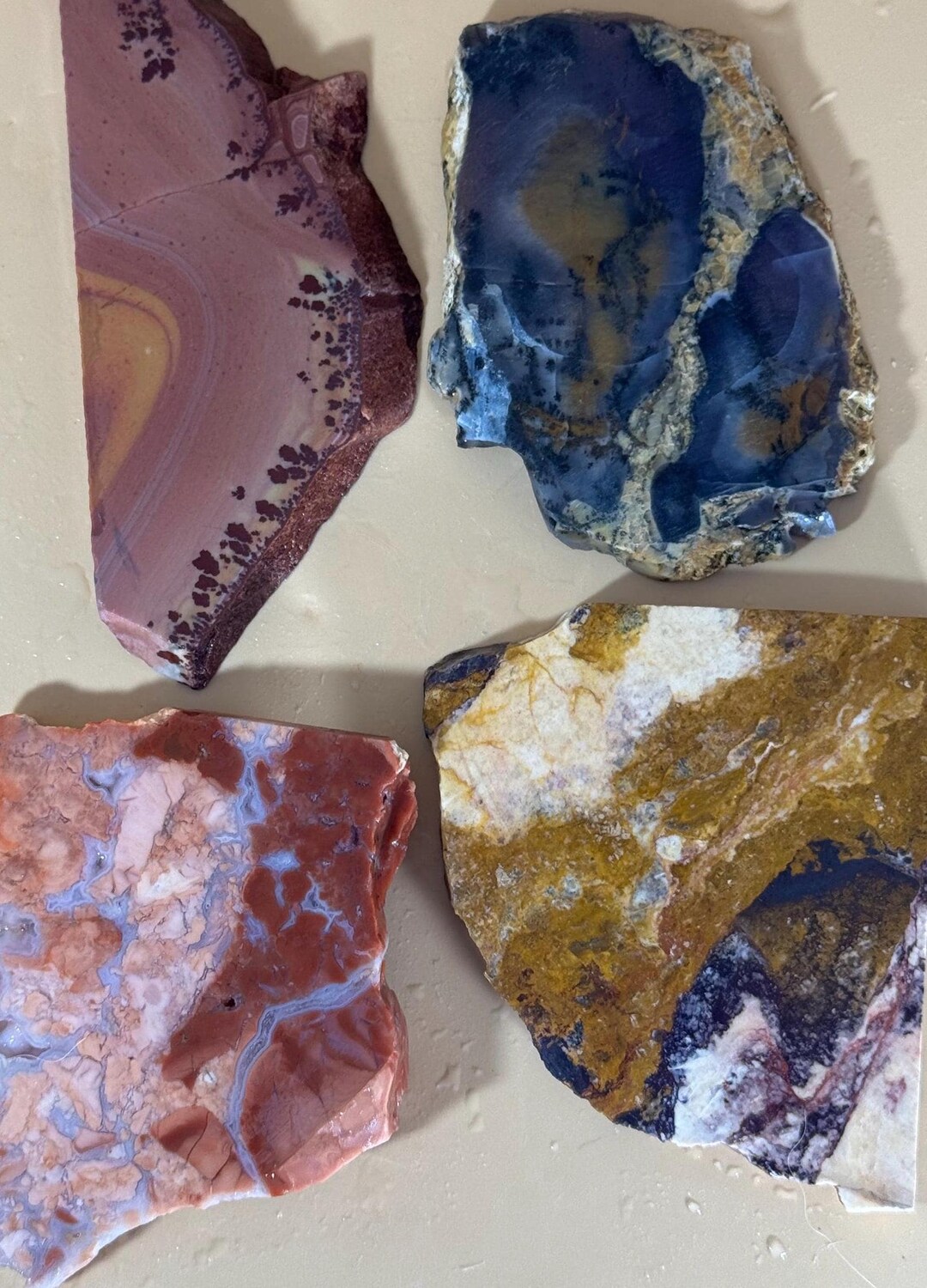 High Grade Set of 4 Slabettes Apache Rhyolite Amethyst Sage, Cotton ...
