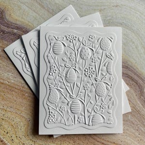 Jeu de cartes de Pâques en relief, Cartes faites main, Jeu de papeterie blanc, Jeu de cartes de voeux, Cartes de correspondance en relief, Cartes florales en relief, Carte en relief