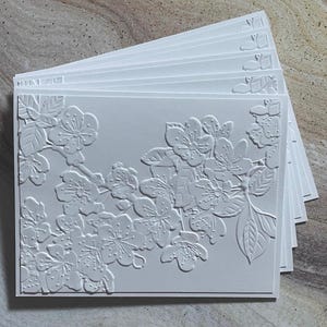 Jeu de cartes de voeux, Cartes en relief florales, Cartes vierges, Cartes de voeux blanches, Cartes de voeux en relief, Carte en relief, Jeu de cartes de fleurs de cerisier