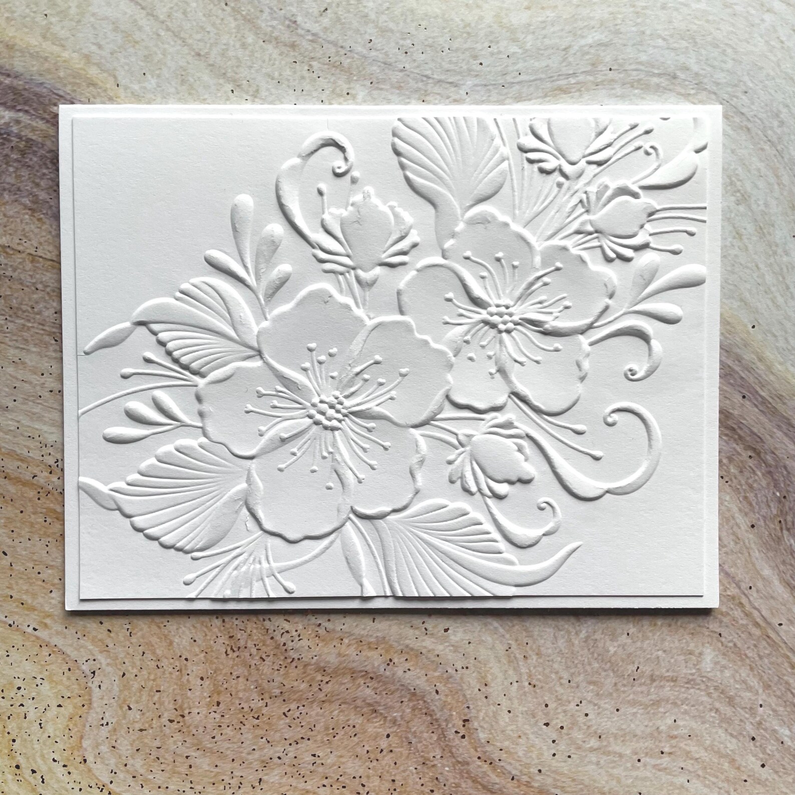 Embossed Floral Greeting Card Set: Handmade White Blank Cards - Etsy