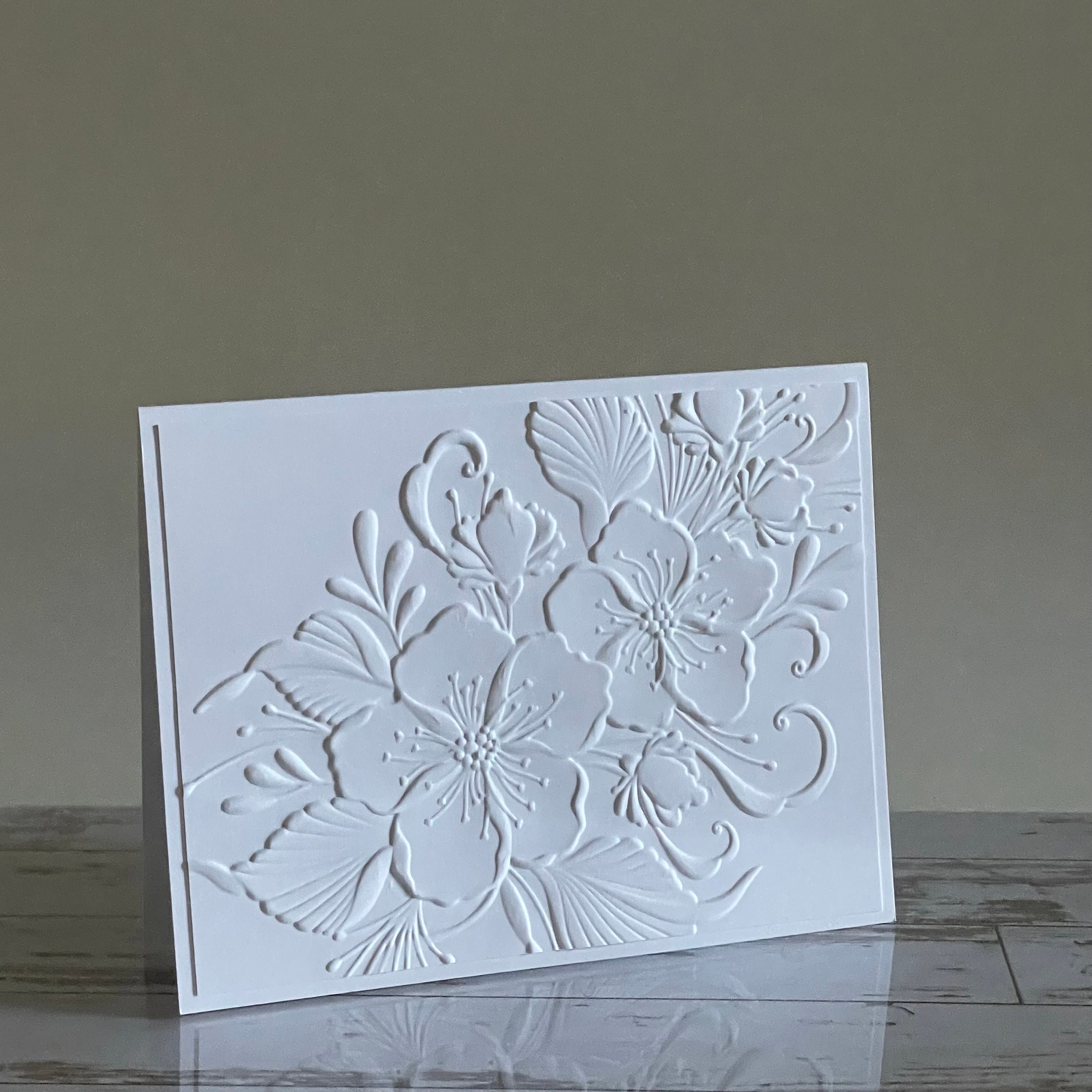 Embossed Floral Greeting Card Set: Handmade White Blank Cards - Etsy
