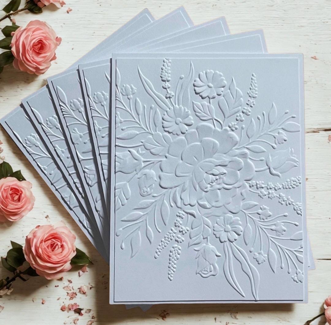 Embossed Floral Greeting Card Set: Handmade Blank Cards - Etsy