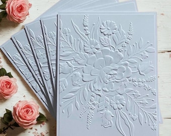 Embossed Floral Greeting Card Set: Handmade Blank Cards