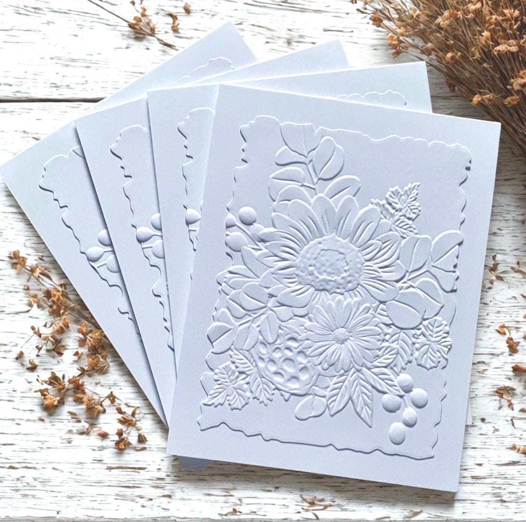 Embossed Fall Bouquet Greeting Card Set - Handmade Floral Stationery - Etsy