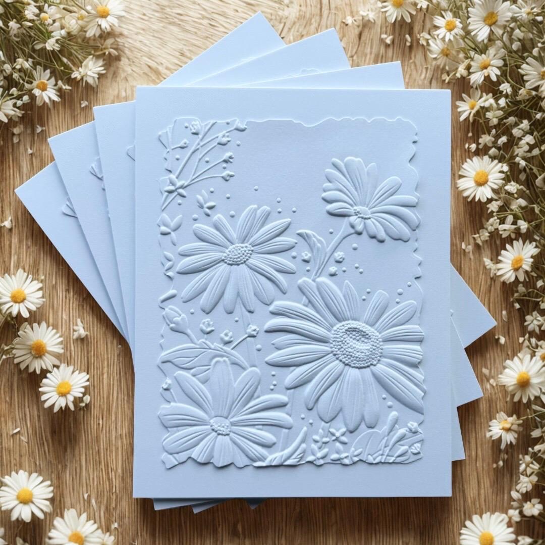 Embossed Daisies Greeting Card Set: Handmade Blank Cards - Etsy