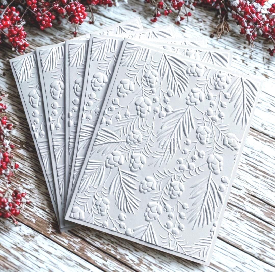 Embossed Pinecone Winter Greeting Card Set - Handmade Holiday Cards - Etsy