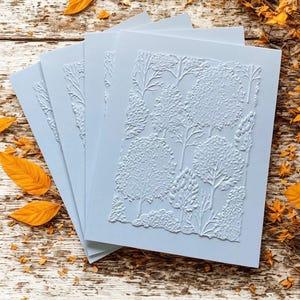 Embossed Tree Greeting Card Set: Handmade Blank Note Cards