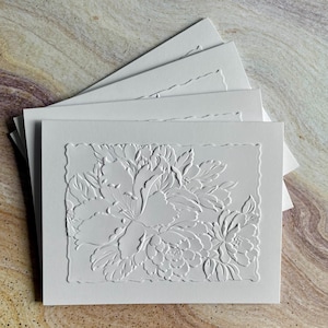 Jeu de cartes de voeux,Cartes florales,Cartes vierges,Cartes de voeux blanches,Cartes de voeux en relief,Jeu de cartes florales en relief,Carte plate pour toutes les occasions