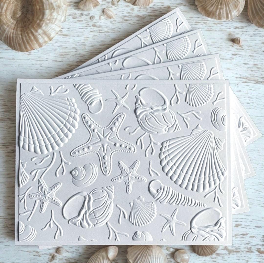 Embossed Beach Shells Greeting Card Set: Handmade Blank Cards - Etsy