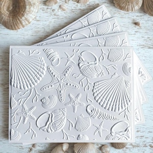 Embossed Beach Shells Greeting Card Set: Handmade Blank Cards