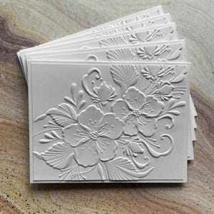Jeu de cartes de voeux, Cartes florales, Cartes vierges, Cartes de voeux blanches, Cartes de voeux en relief, Jeu de fleurs, Jeu de cartes en relief, Cartes en relief