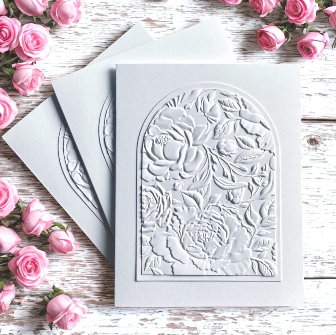 Embossed Roses Greeting Card Set: Handmade Floral Note Cards - Etsy