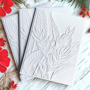 Embossed Floral Greeting Card Set - Handmade Stationery, Blank Note Cards