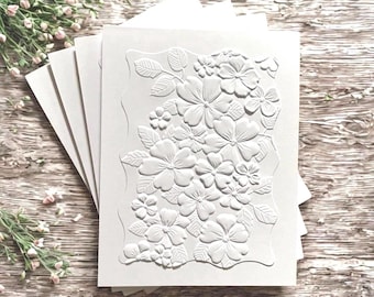 Handmade Embossed Floral Card Set: Cascading Flowers, Nature Stationery