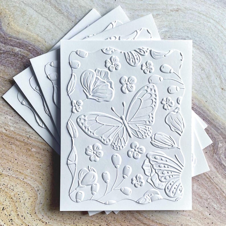 Butterfly Embossed Greeting Card Set: Handmade Blank Cards - Etsy