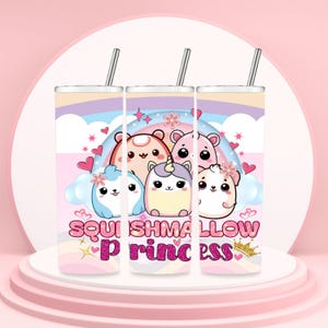 Squishmallow Girl 20 oz Skinny Tumbler Wrap Png, Squishmallow Princess Straight Tumbler 20 oz, Girl Tumbler Png, Squishy Tumbler Png Designs