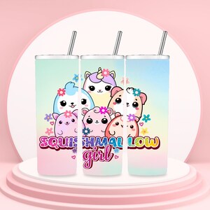 Squishmallow Girl Tumbler Wrap Png, Birthday Girl 20 oz Skinny Tumbler, Squishy Straight Tumbler 20 oz, Girl Tumbler Gift Png Party Favors