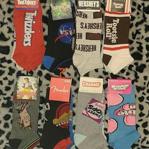 Novelty Socks Snacks Cereal Soda Chips Drinks 2 Pack Quarter 1/4 Socks
